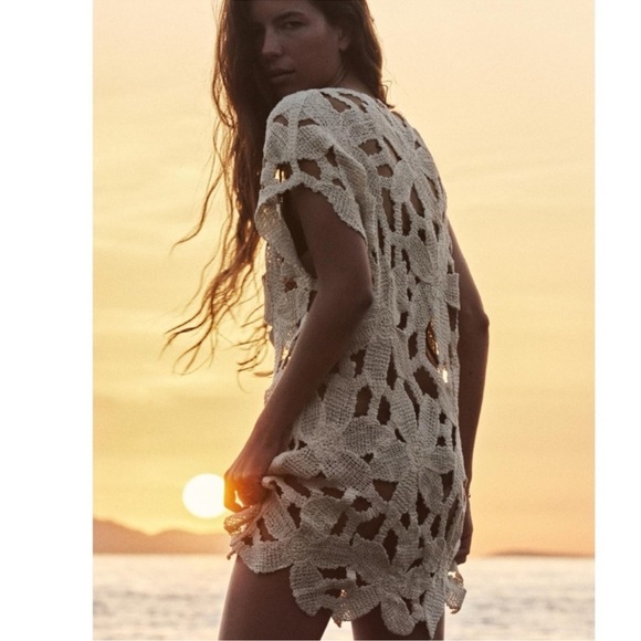 🦋 Bloggers Favorite 🦋 NWT Zara Asymmetric Crochet Dress Size M - Picture 11 of 12